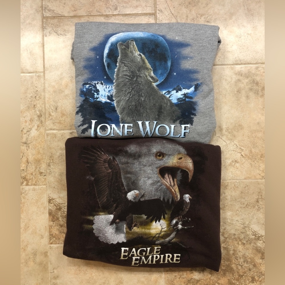 2 Vintage 90's Animal Graphic Crew Neck Sweaters